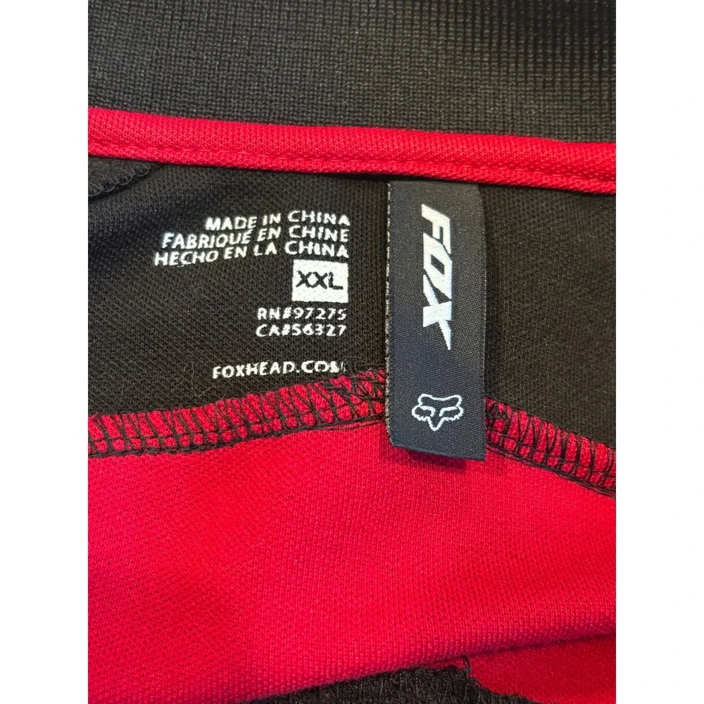 Fox Racing Mens XXL Track Jacket Black Red Chevron Full Zip Mock Neck 02962‎